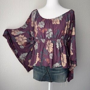 Free People Purple Floral Blouse